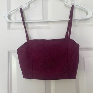 Shein wine/purple sparkle bra and skirt set XS